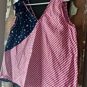 Women's Striped and Star Patterned Sleeveless Top